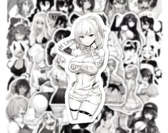 Anime waifu sticker - Anime girl stickers - Anime Black and white sticker - Cosplay stickers - Anime bunny girl - Sexy girl stickers - Anime