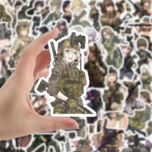 Anime military girl sticker - army girl stickers - Anime soldier sticker - cosplay stickers - Anime girl stickers - Tactical girl stickers