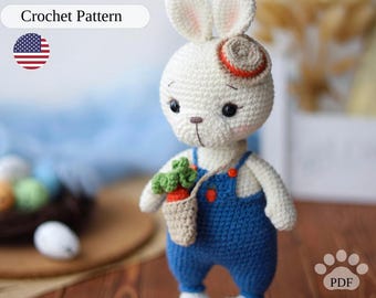 Crochet Easter Bunny Pattern, Amigurumi Rabbit Tutorial (PDF)