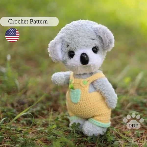 Koala crochet pattern. Amigurumi koala bear tutorial. Amigurumi toy pattern.