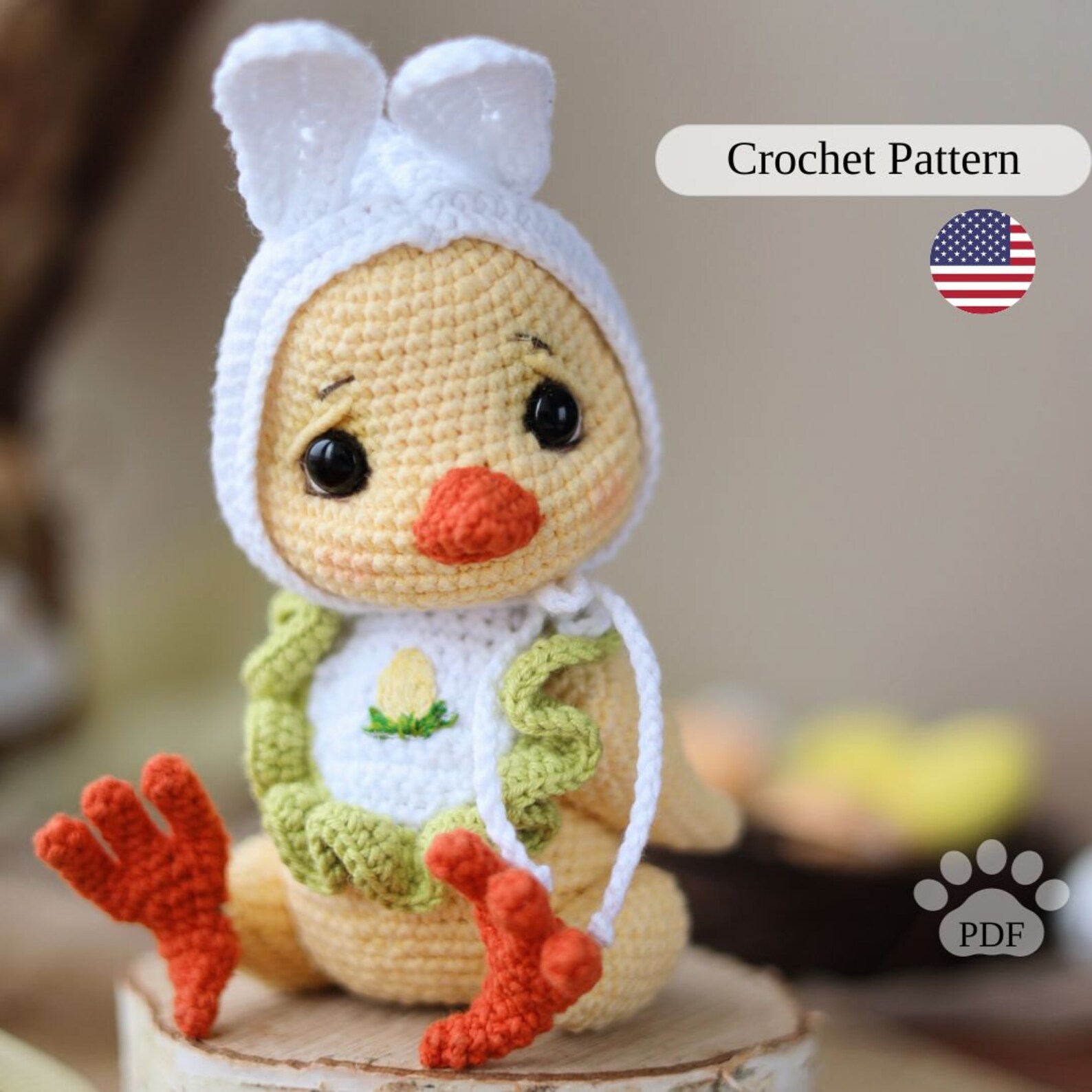 Modèle de poulet de Pâques au crochet, adorable amigurumi poulet PDF ...