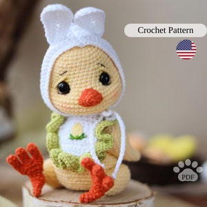 Easter chicken crochet pattern, cute chicken amigurumi PDF, crochet amigurumi bird PDF tutorial
