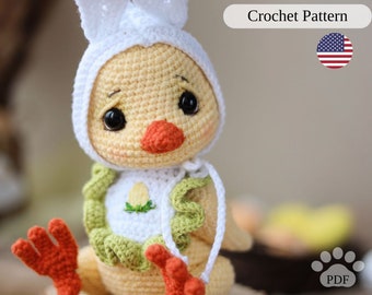 Easter chicken crochet pattern, cute chicken amigurumi PDF, crochet amigurumi bird PDF tutorial
