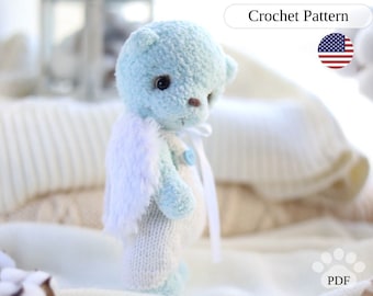 Amigurumi bear crochet pattern, plush Teddy bear with clothes (PDF) tutorial, DIY stuffed animal download