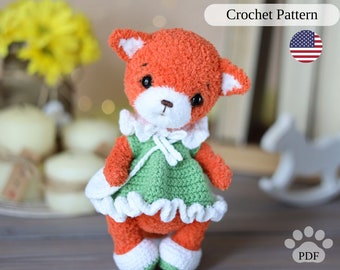 Fox crochet pattern. Amigurumi plush fox tutorial. Crochet pattern amigurumi forest animals.