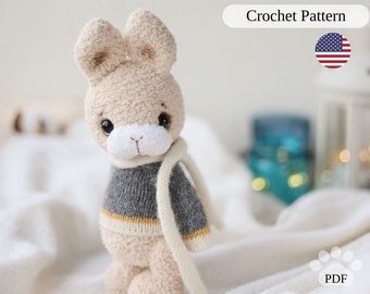 Bunny crochet pattern. Rabbit amigurumi crochet pattern. Cute  rabbit PDF tutorial