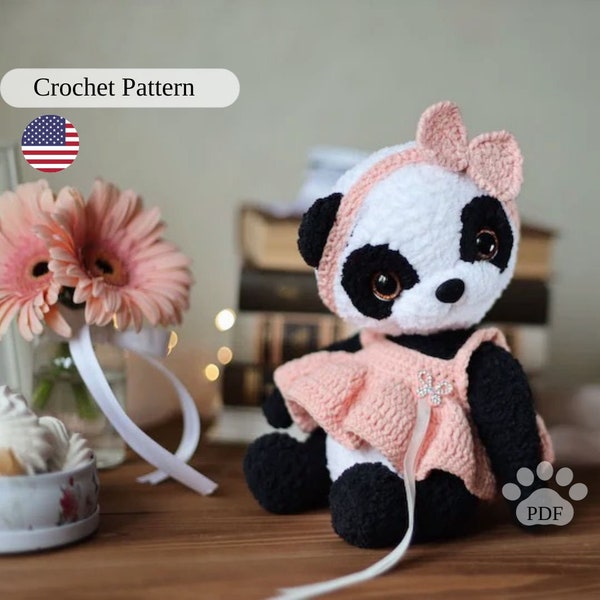 Modèle panda au crochet. Tutoriel Amigurumi panda. Joli panda en peluche. Ours amigurumi