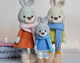 Crochet Pattern: Bunny Family   | Toy Pattern Bunny  | Rabbit amigurumi | Bunny Tilda amigurumi | English pattern