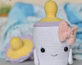 Pattern: Crochet Pattern Bottle & Pacifier Set  | Toy Pattern doll | doll amigurumi | English pattern