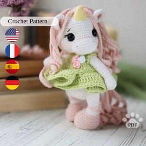 Unicorn crochet pattern. Amigurumi cute unicorn tutorial. Easy crochet pattern