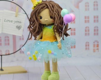Pattern Crochet : Dolly Lisa  | Toy Pattern  doll | Doll amigurumi  |  English pattern  | crochet doll