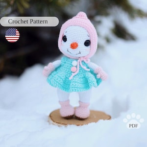Amigurumi Schneemann Häkelanleitung PDF, süßer gehäkelter Weihnachts-Schneemann in Kleidung Tutorial, Amigurumi Weihnachtsspielzeug