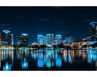 Lake Eola | Orlando Florida | Florida | Cityscape | Night | Photo | Wall Art | Wall Decor | Poster | Print | Photograph | City Art