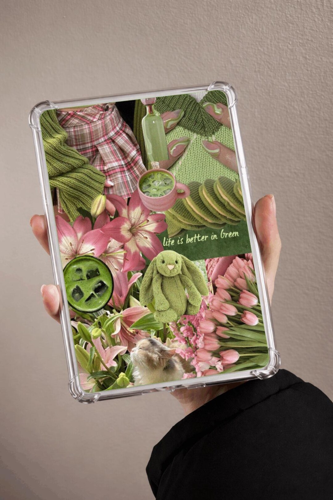 Matcha and Pink Kindle Clear Case Insert | Bookish Decor (digital ...