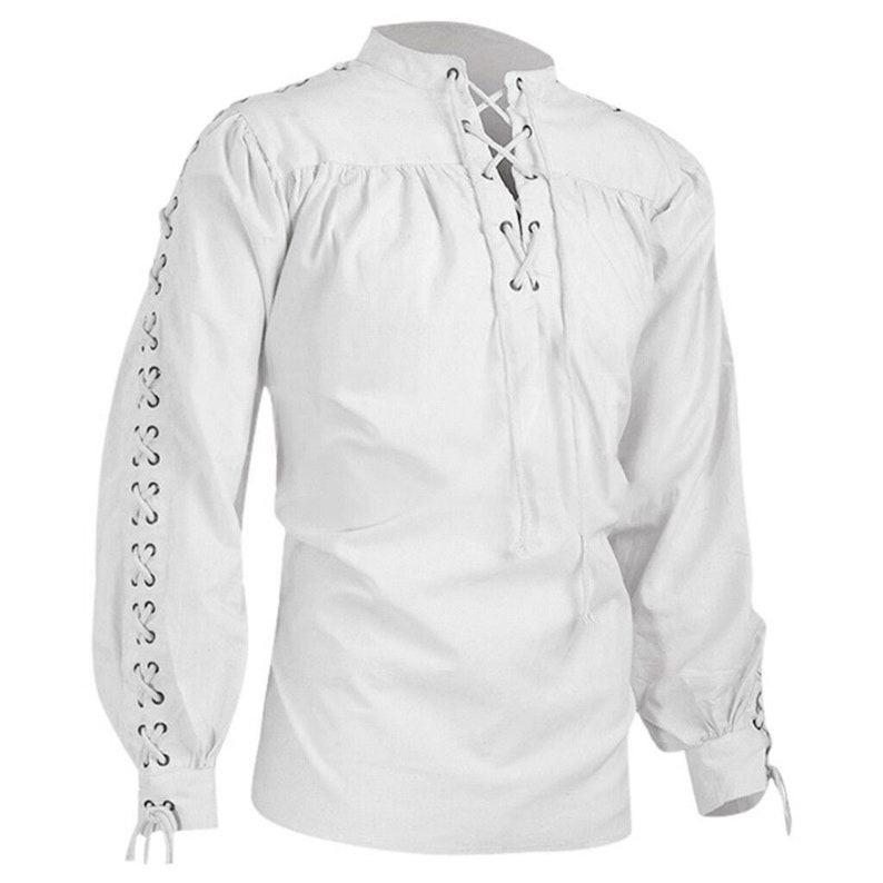 Gothic Men Shirts Renaissance Long Sleeve Fashion Bandage Top - Etsy