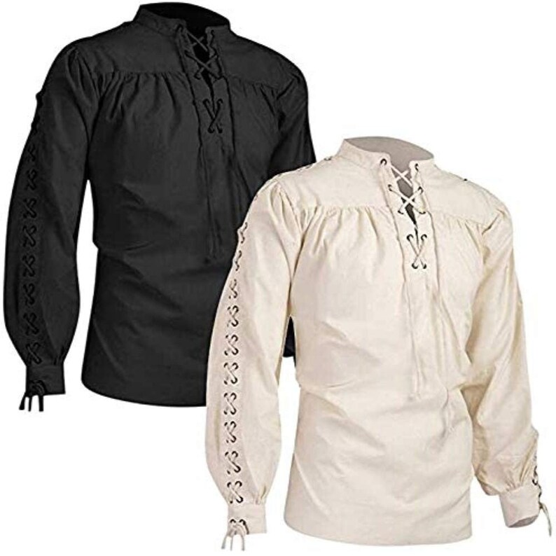 Gothic Men Shirts Renaissance Long Sleeve Fashion Bandage Top - Etsy