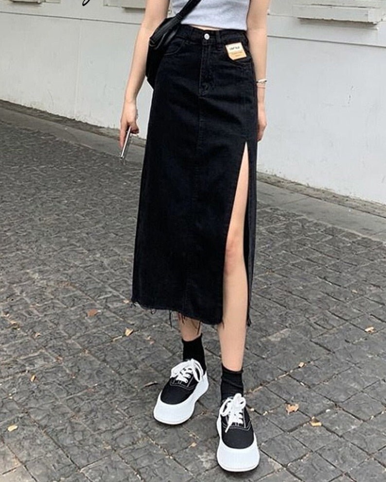 Maxi Jeans Skirt Women Denim Long Skirts Summer Vintage Maxi - Etsy