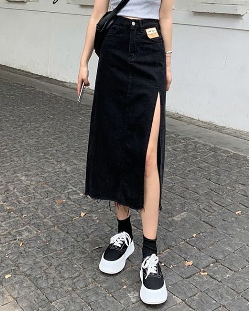 Maxi Jeans Skirt Women Denim Long Skirts Summer Vintage Maxi Etsy