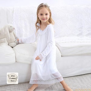 Girls Nightgown French Court Tulle Pajamas For Children Girl Sleepwear White Nightdress Girls Nighty Cotton Lace Nightwear Girl