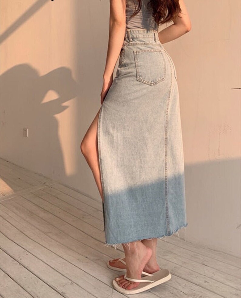 Maxi Jeans Skirt Women Denim Long Skirts Summer Vintage Maxi Etsy