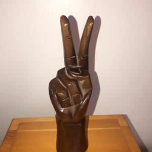 _*n様 木製　ハンドサイン　vintage Vintage Wood Peace Hand - Etsy