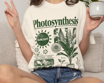 Camiseta vintage de fotosíntesis, camiseta Comfort Colors para profesores de ciencias, regalo para estudiantes de biología, camiseta con estampado botánico de naturaleza, camiseta para amantes de las plantas.