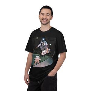 Camiseta de skate de Mandalorian, camiseta Grogu Baby Yoda Skate Park, ropa urbana retro de Star Wars, camiseta gráfica con lavado vintage, Mando imagen 6