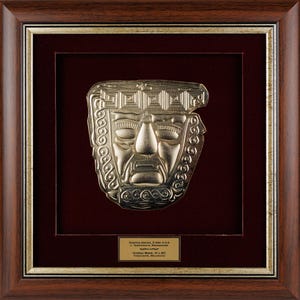 Máscara Dorada de Trebenishte - Ohrid, Máscara Funeraria de la Antigua Macedonia, Arte Mural de la Era Arcaica, Regalo de Historia Antigua, Decoración Cultural en Marco de Madera