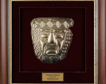 Golden Mask of Trebenishte - Ohrid, Ancient Macedonian Burial Mask, Archaic Era Wall Art, Ancient History gift, Cultural Decor in Wood Frame