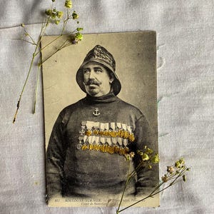 carte postale ancienne brodée et artisanal - cadeau unique