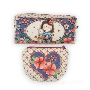 Monedero flores, estuche niña, estuche gato