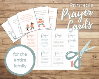 Prayer prompt cards, prayer prompts for kids, Sunday school prayers, Sunday School printable, homeschool, Prayer journal prompts for kids