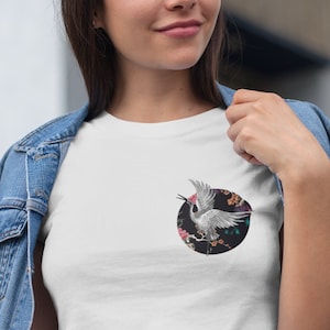 Japanese Inspired Crane T-Shirt Unisex Organic Cotton & Vegan Trendy T-Shirt