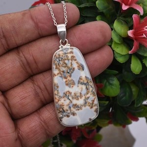 Natural Maligano Jasper Large Pendant Necklace, 925 Sterling Silver Handmade Necklace, Amazing Bohemian Maligano Jasper Jewelry gift for her