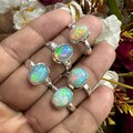 Natural Ethiopian Opal Ring, Handmade 925 Sterling Silver Ring, Fire Opal Statement Ring, Opal October Birthstone Jewelry, Gift for her