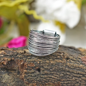 Handmade Wraparound Ring, Stackable Wire Sterling Silver Ring, Statement Ring, Silver wide wrap Ring, Silver Wire Ring, Handmade Jewelry