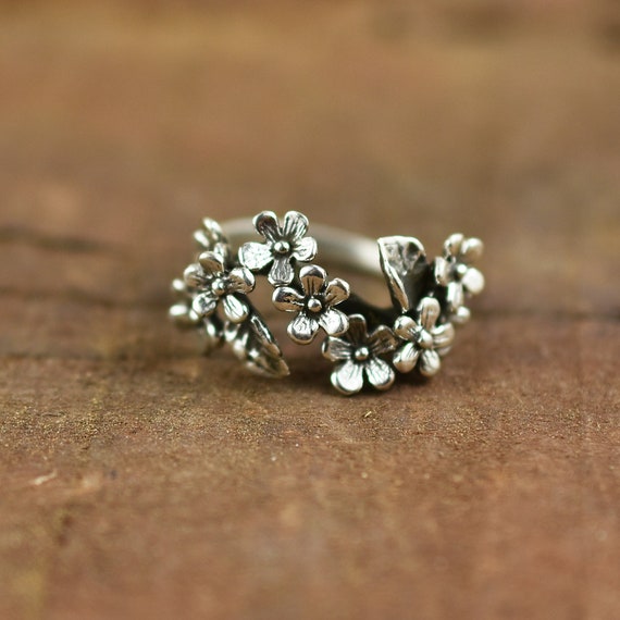 Buy Rare to Find Designer Floral Ring Jewelry Silver Unique