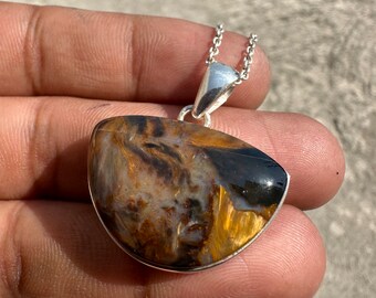 Handmade Namibian Pietersite Pendant: 925 Sterling Silver Necklace