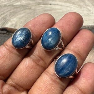 Natural Blue Kyanite Ring, 925 Sterling Silver Ring, Kyanite Crystal Statement Ring, Kyanite Promise Ring, Kyanite Handmade Jewelry For Gift