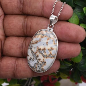 Natural Maligano Jasper Silver Pendant Necklace, 925 Sterling Silver Necklace, Oval Shape Maligano Jasper Necklace Pendant, Christmas Gift