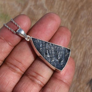 Genuine Elite Shungite Gemstone Pendant Necklace, 925 Sterling Silver Necklace, Shungite Healing Crystal Necklace, Shungite Handmade Jewelry