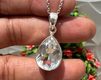 Elli Elli Necklace ladies drop pendant plain with zirconia in 925 sterling silver in white - Necklaces - Free Shipping