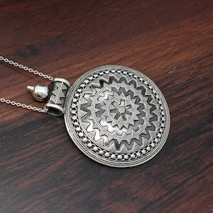 Oxidized 925 Sterling Silver Necklace, Bohemian Sterling Silver Necklace, Designer Filigree Necklace, Handmade Silver Jewelry For Women