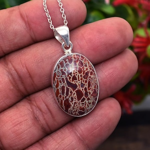 Natural Dinosaur Bone Gemstone Pendant Necklace, 925 Sterling Silver Necklace, Dinosaur Bone Jewelry, Rare Gemstone Necklace, Wedding Gift