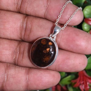 Handmade Sterling Silver Fire Agate Pendant Necklace: Natural Sparkle