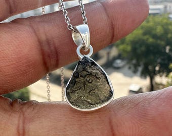 Natural Czech Moldavite Tektite Pendant Necklace | Raw Meteorite Jewelry - Genuine High Vibration Crystal Gift
