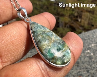 Collier sirène rare en pierres précieuses de cyanite pour femme, collier en argent sterling 925, bijoux faits main