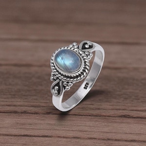 High Grade Natural Moonstone Ring, Bohemian Sterling Silver Ring, Statement Handmade Ring, Dainty Moonstone Jewelry, Christmas Gift for her
