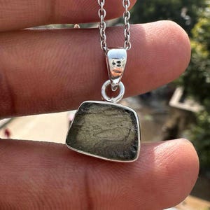 Real Moldavite Pendant Necklace, Raw Tektite Gemstone, 925 Sterling Silver