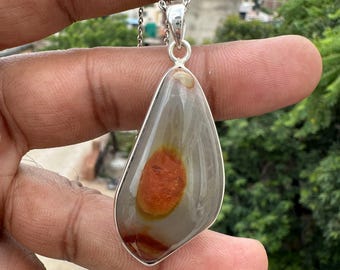 Handmade Sterling Silver Polychrome Jasper Pendant Necklace